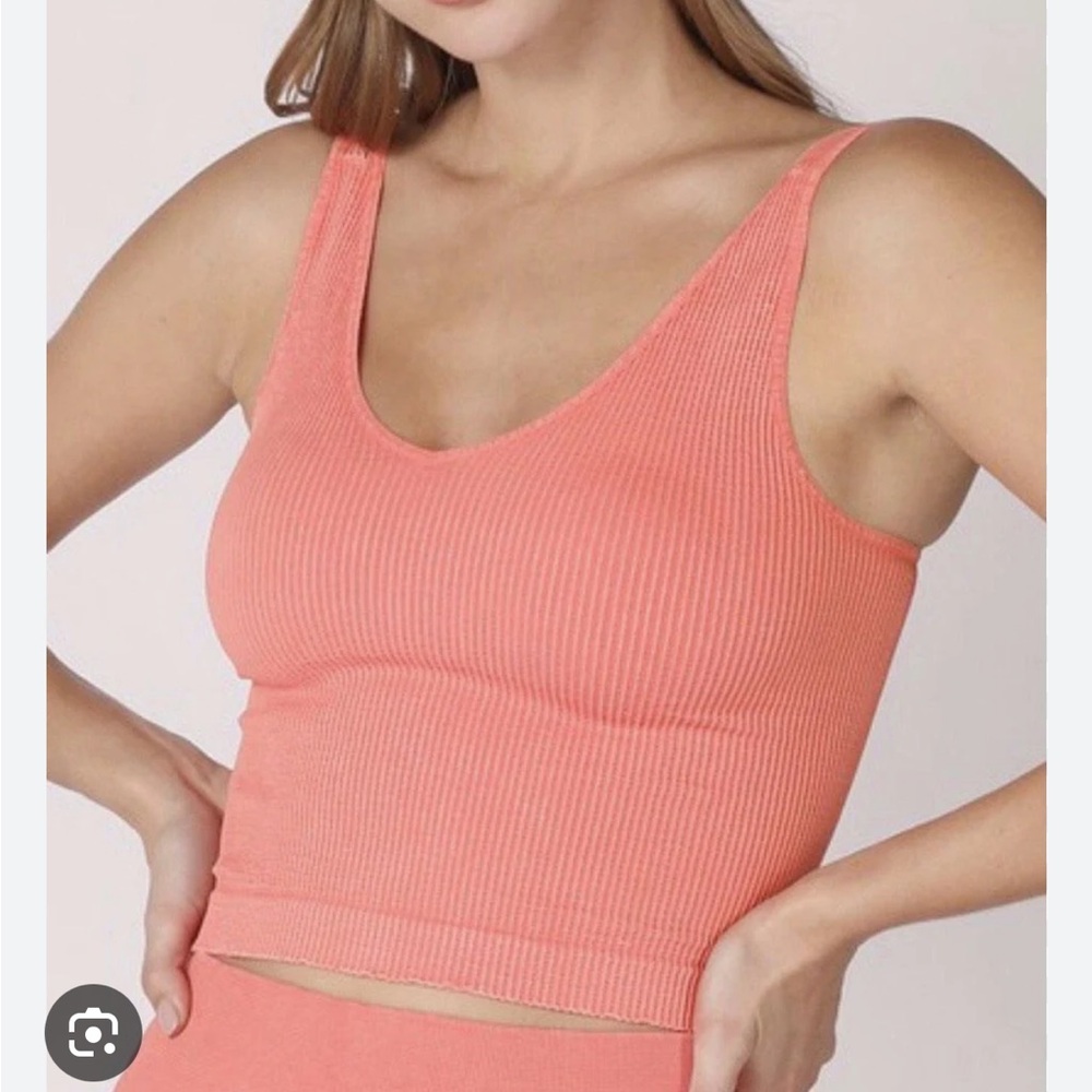 Coral Ribbed Tank Top
